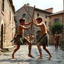 Poor Roman Boys Pretending to Be Gladiators
