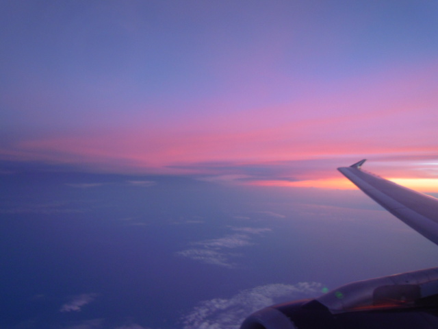 beautiful sunset out of plane window