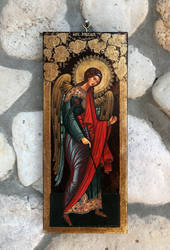 Archangel Michael,Icon on Wood, 34x14 cm