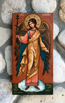 Guardian Angel, Icon on Wood, 35x18 cm