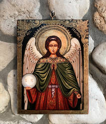 Archangel Gabriel, Icon on Wood, 25x19 cm
