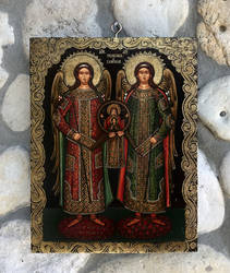 Archangels Michael and Gabriel, Icon on Wood