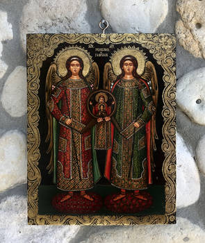 Archangels Michael and Gabriel, Icon on Wood