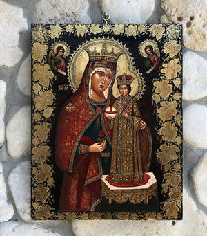 Mary and Jesus, Icon on Wood, 40x30 cm