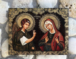 Annunciation, Icon on Wood, Tempera and Gold Leaf