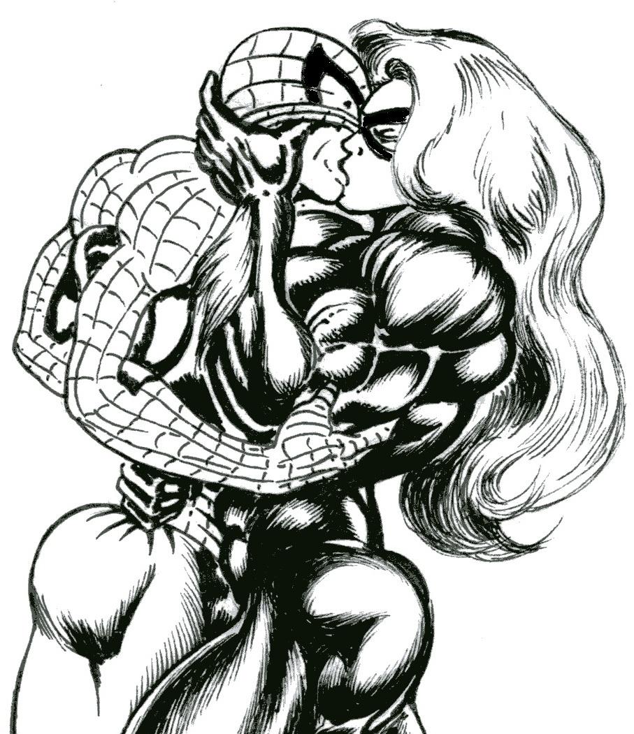 Black Cat kisses Spidey