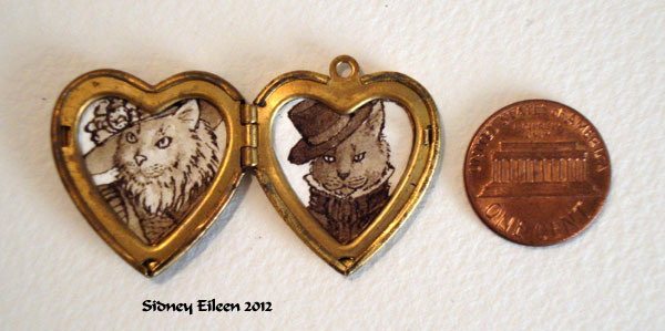 Mr. and Mrs. Cats in Heart Locket