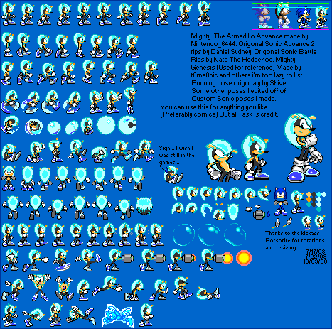 The Leaf Forest Zone - Mighty the armadillo sprites, in an Advance style