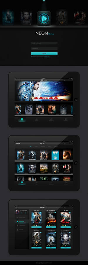 neon movies app design