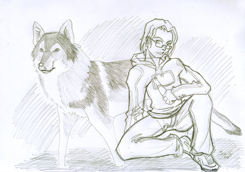 nicholas with wolf-pencil