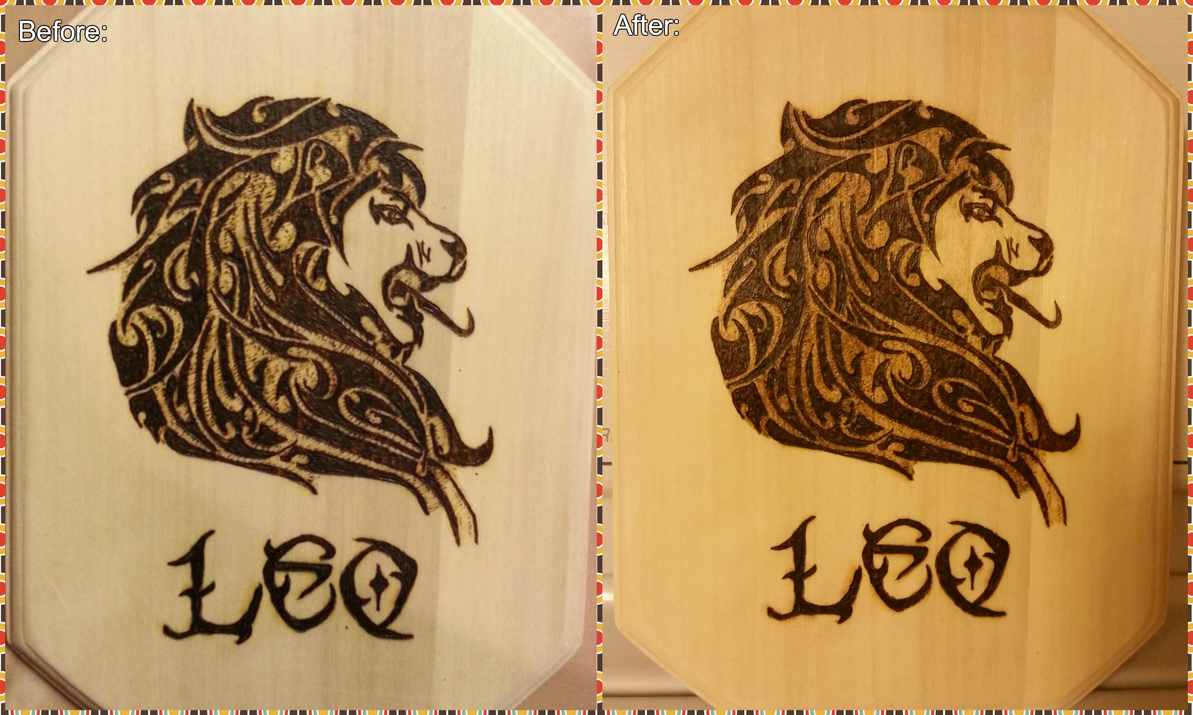 Woodburning - Tribal Lion Astrology Sign