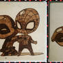 Woodburning - Deadpool and Spiderman Comic Coaster