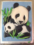 Panda mum and baby cake by ginas-cakes