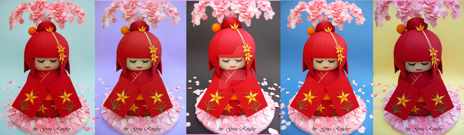 Kokeshi Doll cake Colours