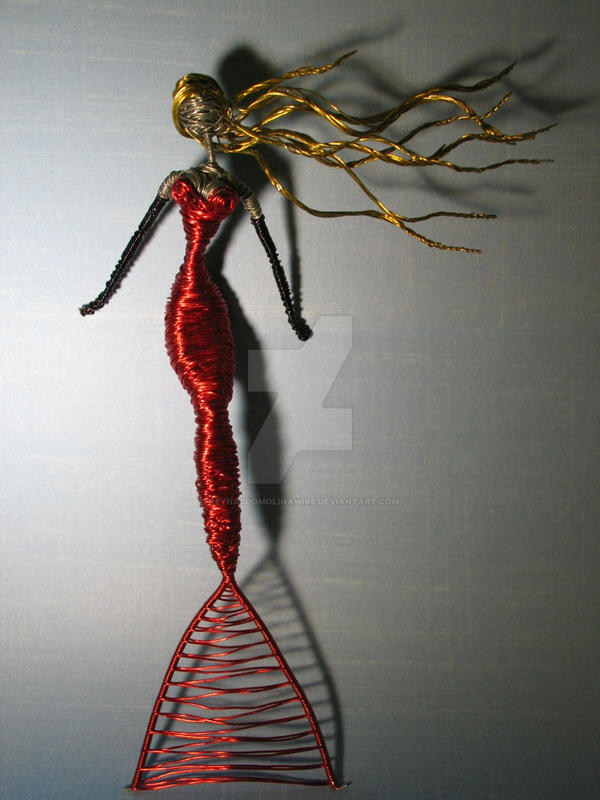 Red Mermaid in Wire