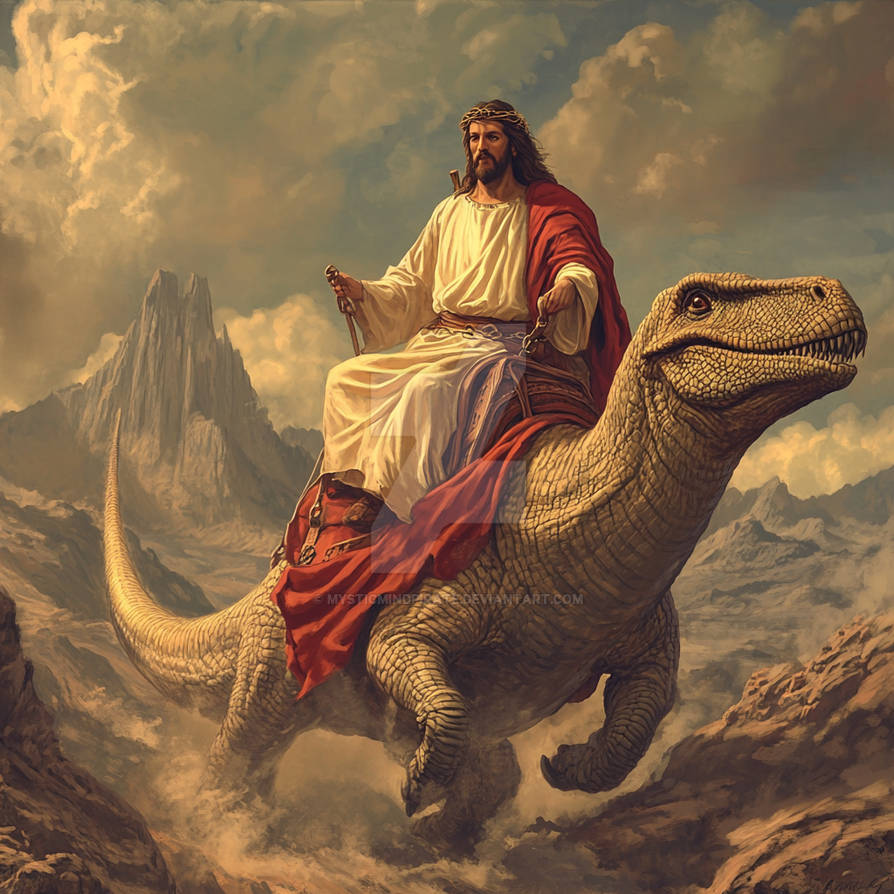 Devil Riding Dinosaur Jesus riding a dinosaur by mysticmindpirate on DeviantArt