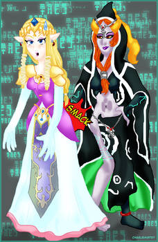 .:Zelda and Midna spank:.