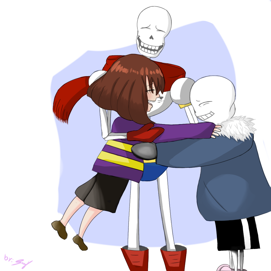 Family with sans,frisk and papyrus