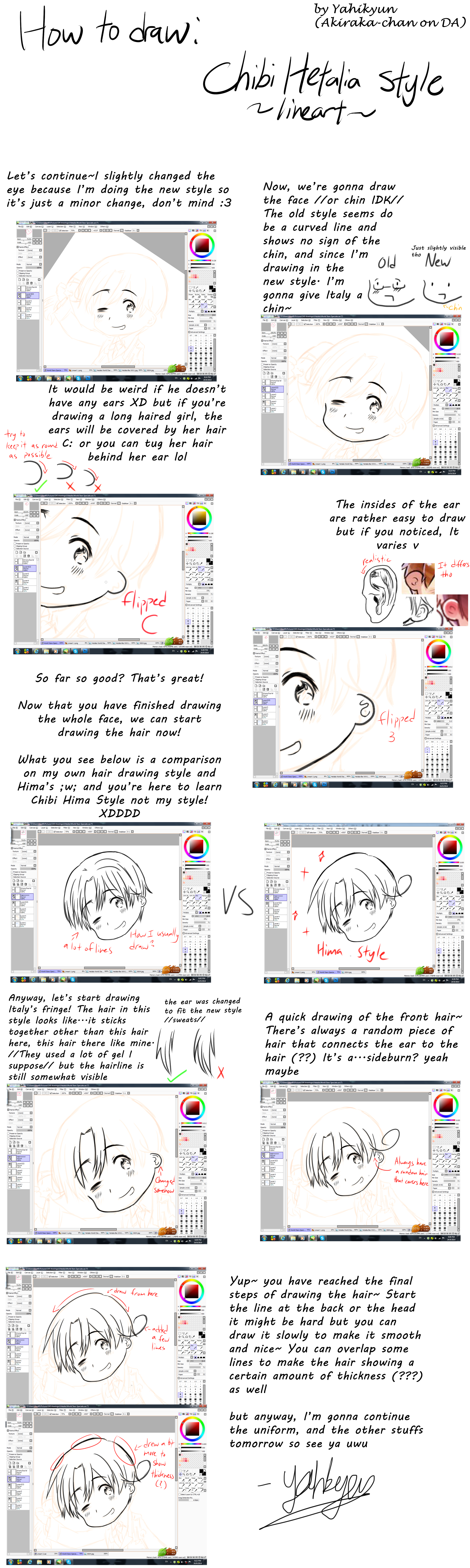 How to draw Chibi Hetalia Style P2.2: Hair Lineart