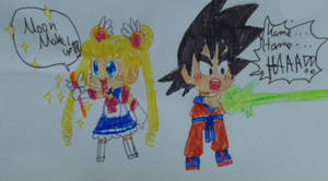 Chibi Sailormoon and Chibi Son Goku