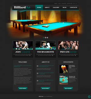 Billiard Club Website Mockup