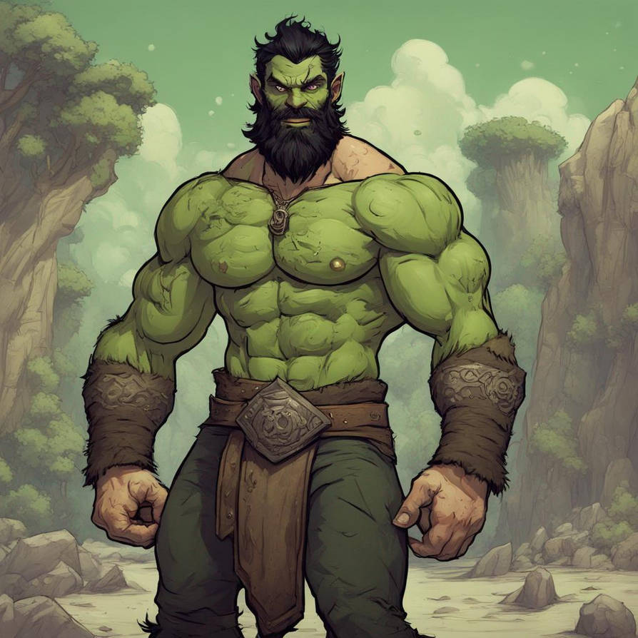 Handsome, scruffy, black bearded, black haired,