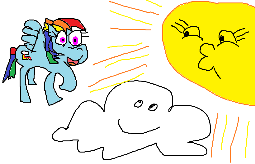 Rainbow Dash Landing on a Clou