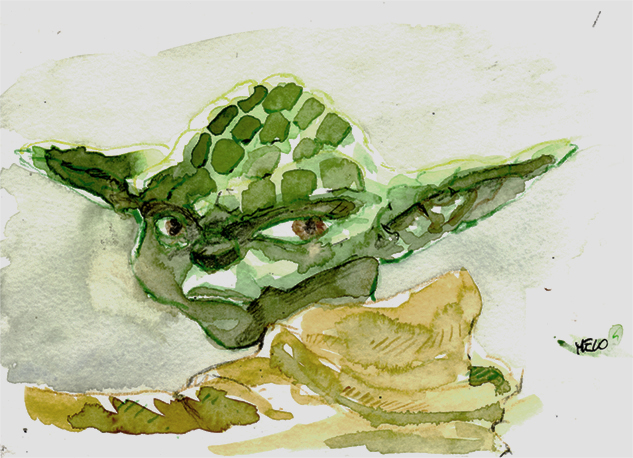 yoda watercolor sketch