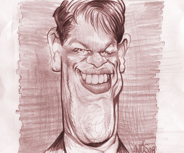 Caricature sketch Matt Damon