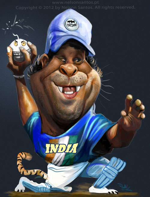 Sachin Tendulkar Bombay Bomber caricature