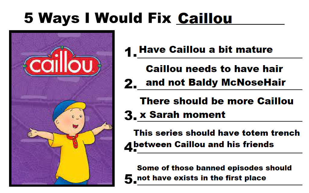 5 ways I would fix Caillou by Arvin-CuteAnimalFan on DeviantArt 5 ways I would fix Caillou by Arvin-CuteAnimalFan on DeviantArt