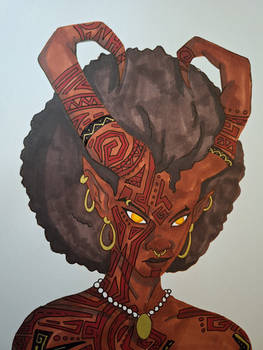 Afro, Horns, Tattoo