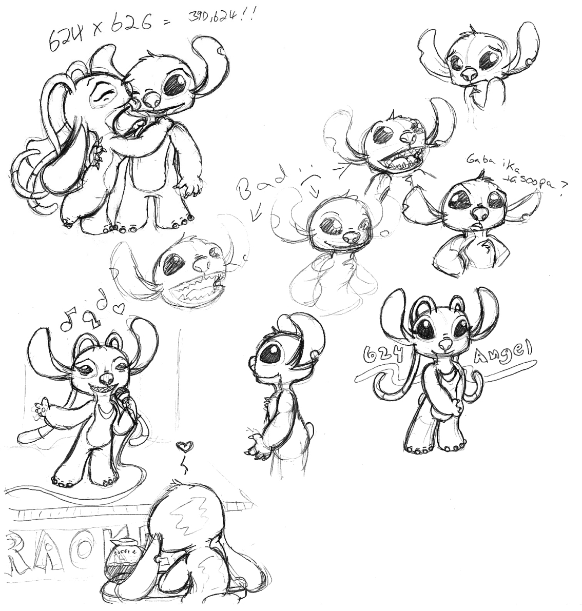 Stitch and Angel Sketches by MiriamTheBat on DeviantArt