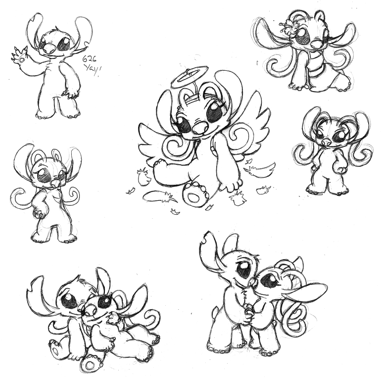 More Stitch And Angel Sketches by MiriamTheBat on DeviantArt