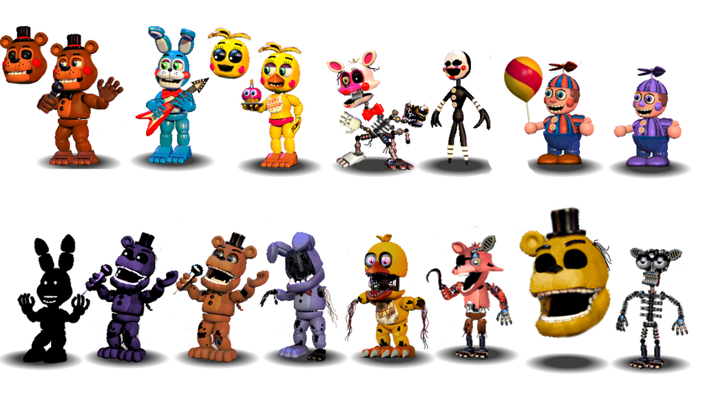 adventure Fnaf sister location Characters V4 by aidenmoonstudios