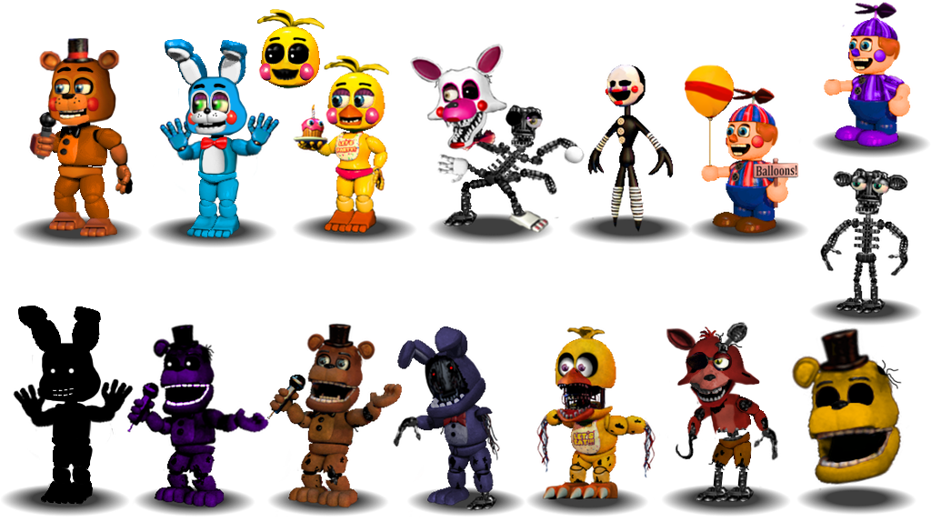 All Of The Animatronics from FNAF 2 and behind😁❤