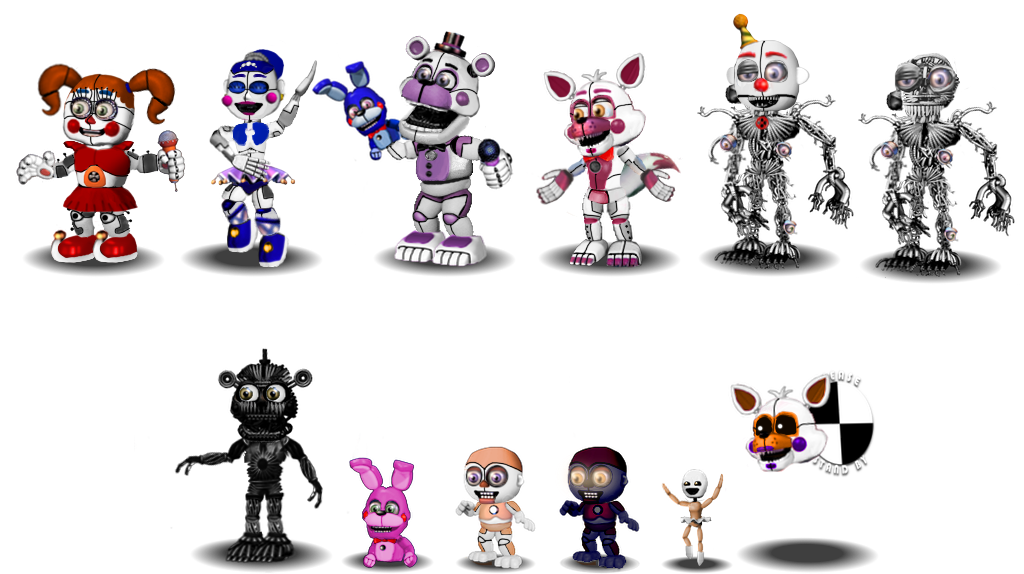 Fnaf sister location Characters Canon V2 by aidenmoonstudios on