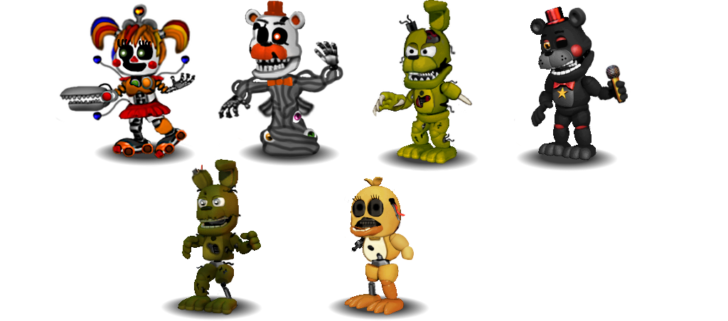 adventure Fnaf sister location Characters V4 by aidenmoonstudios