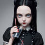 Wednesday Addams drinking vodka