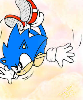 sonic the hedgehog falling from the sky .