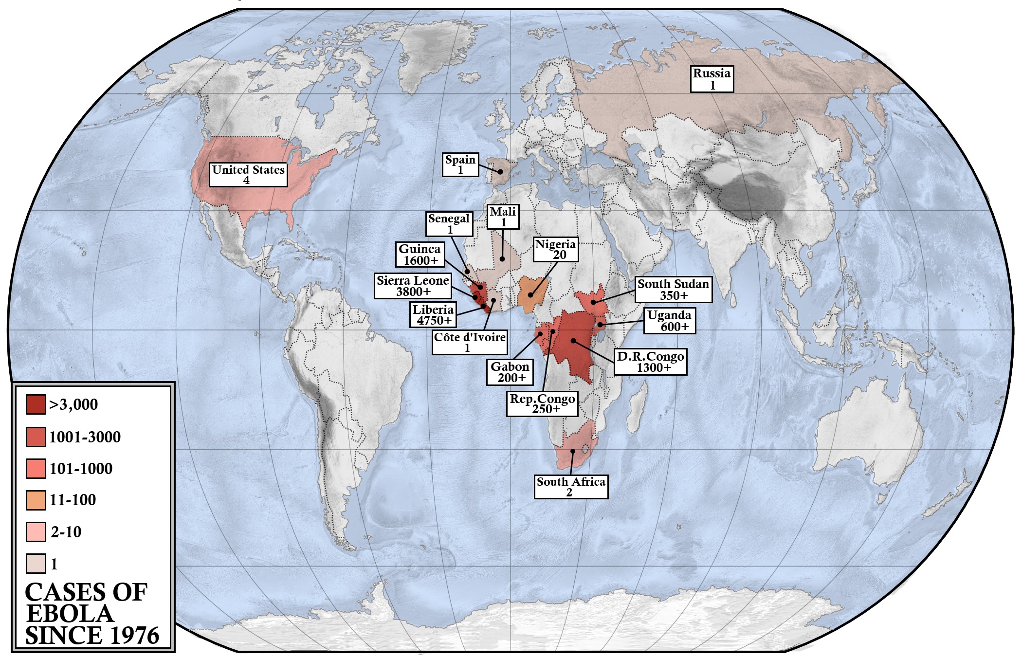 Cases of Ebola since 1976