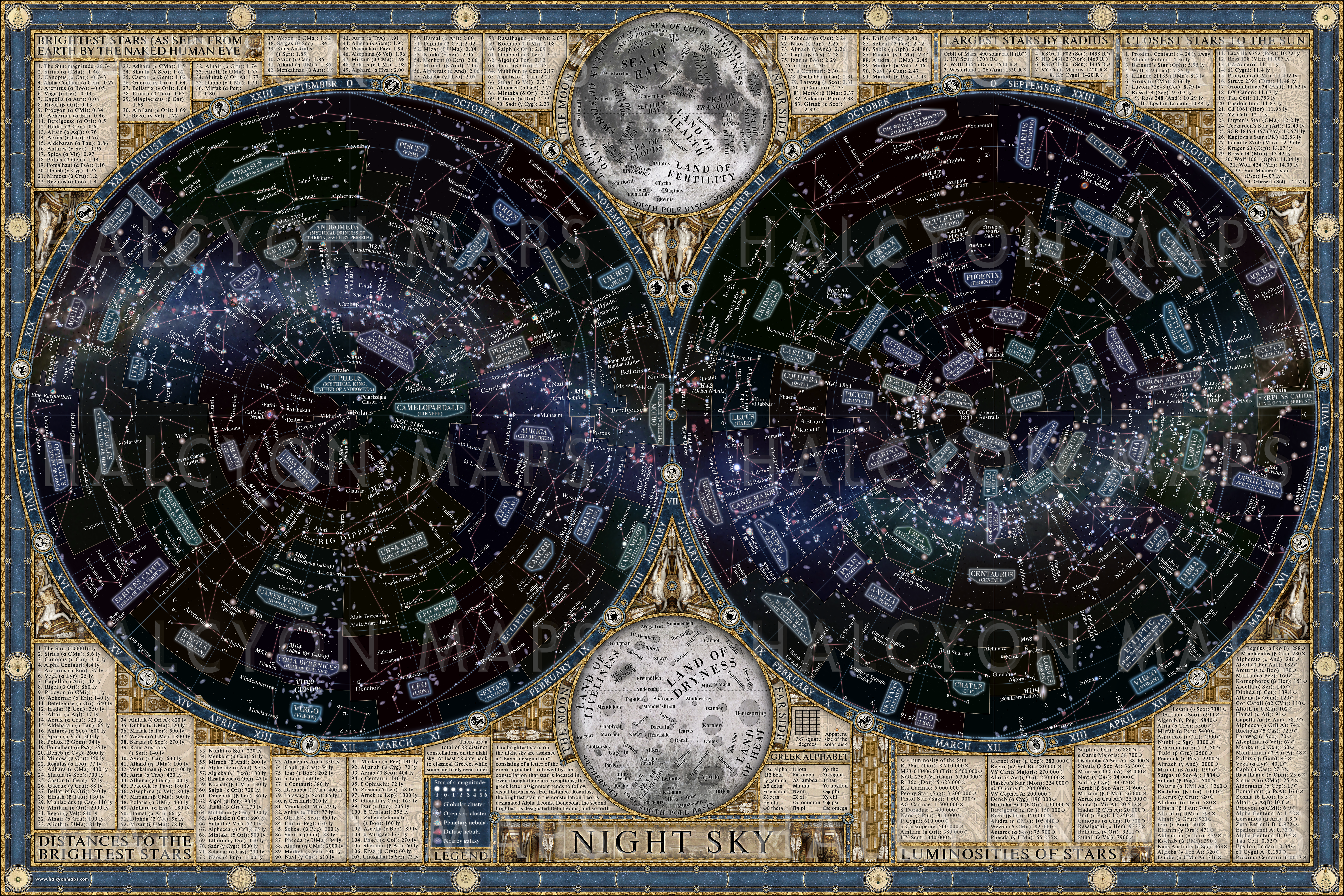 Map of the Night Sky — Halcyon Maps Map of the Night Sky — Halcyon Maps
