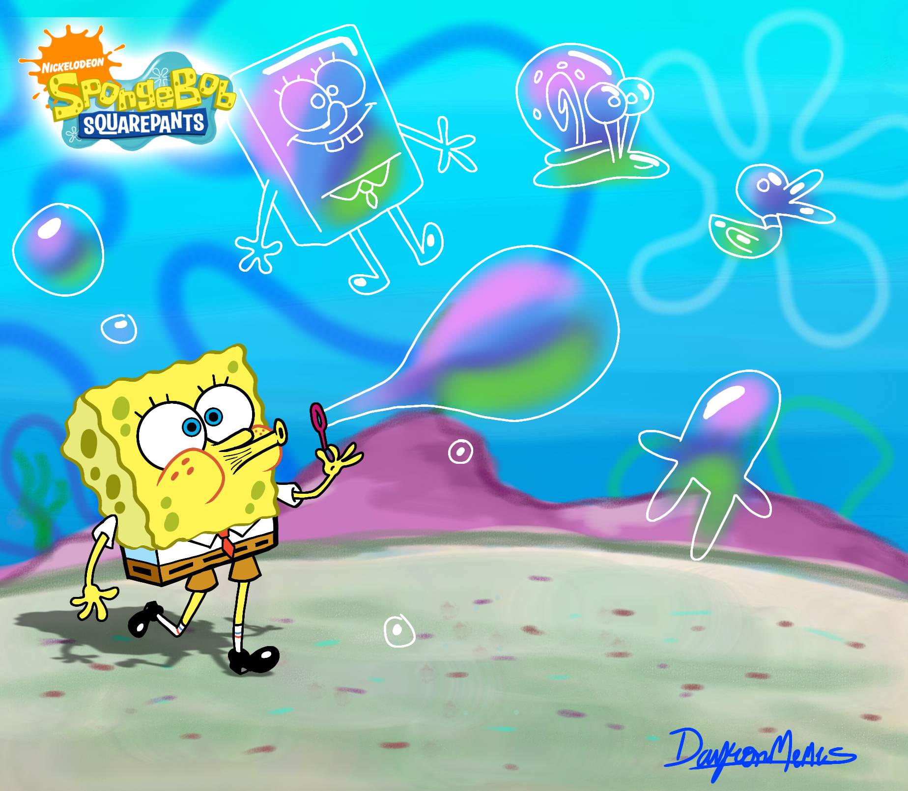 SpongeBob blowing bubbles by SpongeDayron on DeviantArt