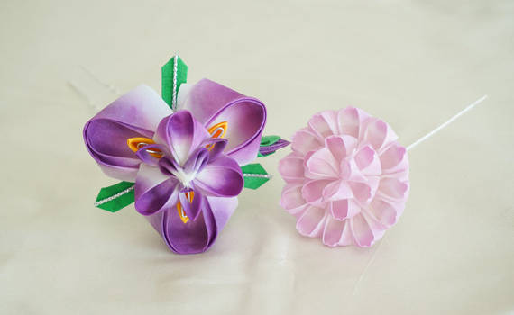 Classic Purple Iris (Ayame) and Botan Kanzashi