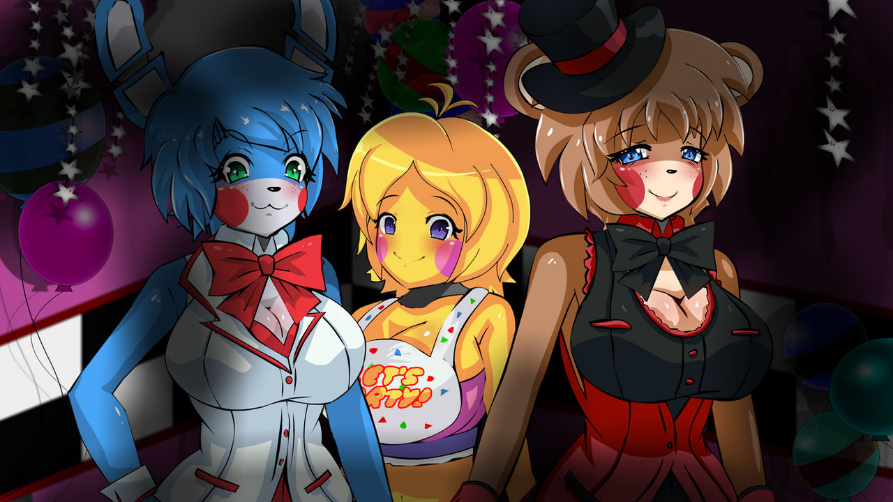 Fnia Stage Freddy Bonnie Chica Awake (fnia 1 Style by Fnia-888 on