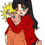 Naruto hugging Rin