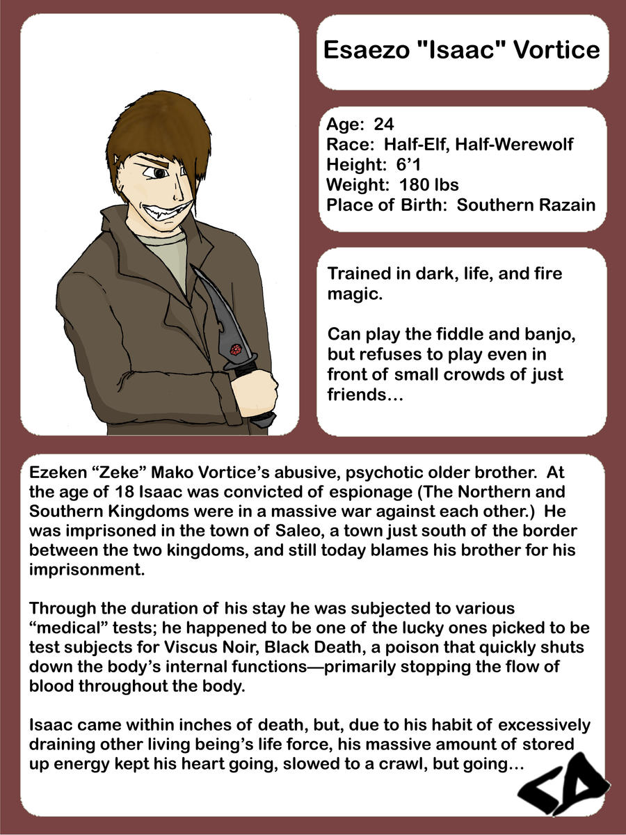 Isaac Character Sheet By WebMasterZen On DeviantArt