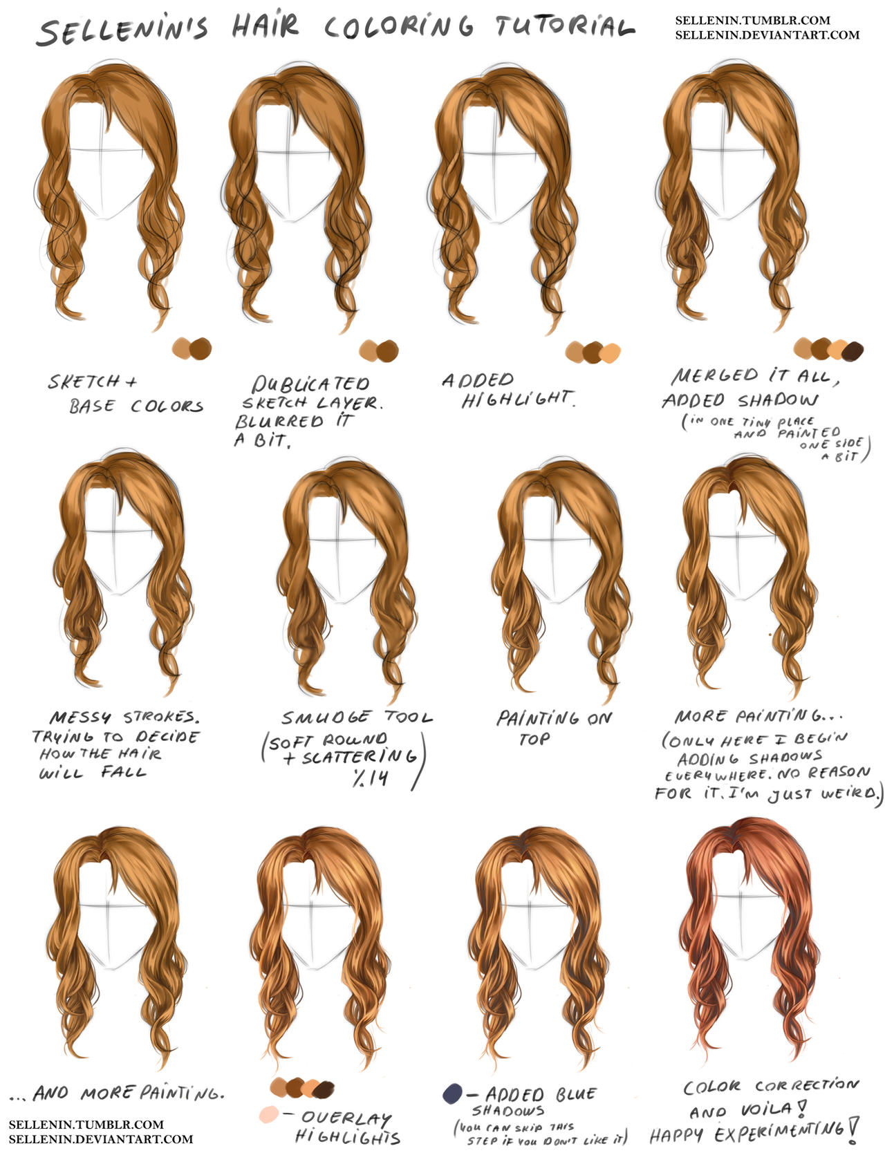 Hair coloring tutorial + video tutorial by Sellenin on DeviantArt
