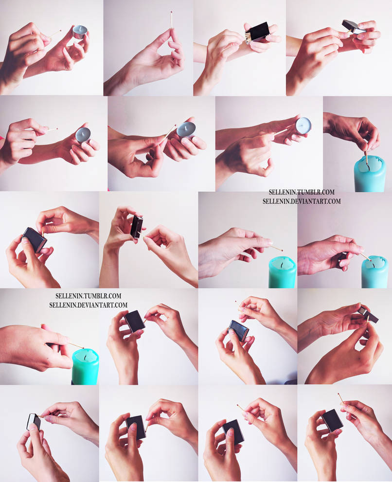 Hands reference 2 - candles and machsticks by Sellenin on DeviantArt