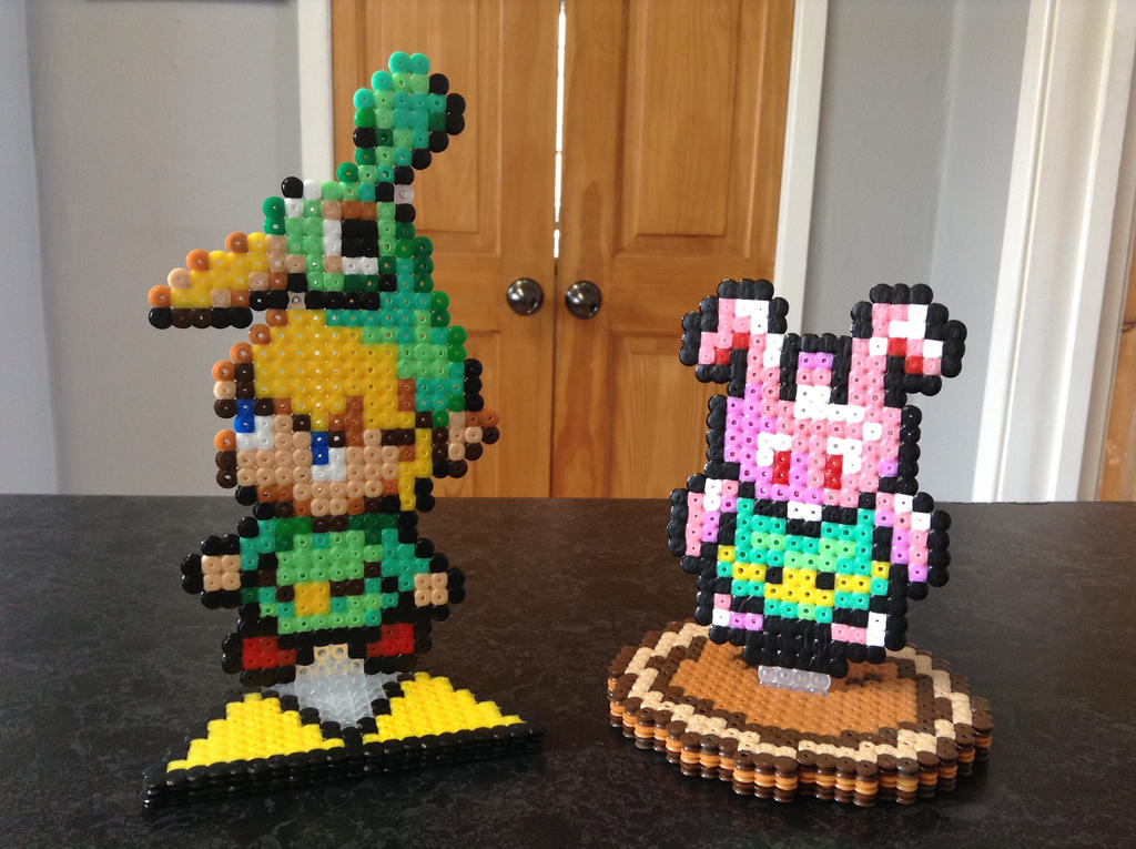 Custom Hama Stands: Minish Cap and Bunny Link